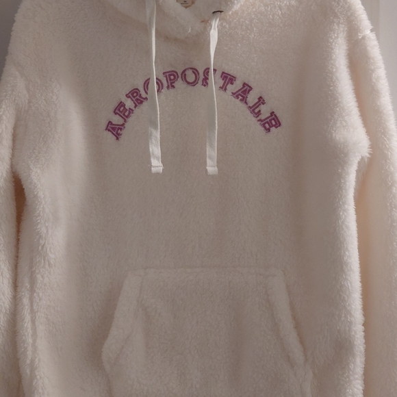 Aeropostale White and Purple Fleece Hoodie - Picture 4 of 4